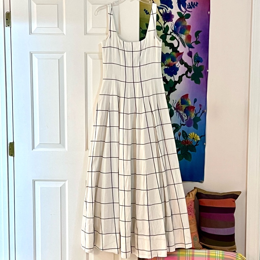 🌺🎉HP🎉🌺 NWOT Staud Wells Maxi Dress Ivory Plaid - Picture 12 of 16